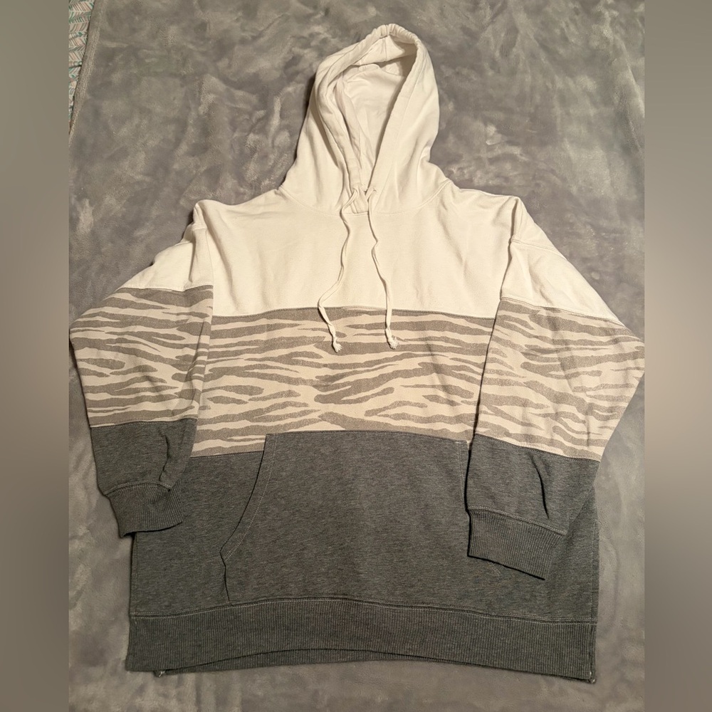 American Eagle Jegging Fit Pullover White/Gray Activewear Hoodie Women’s M
